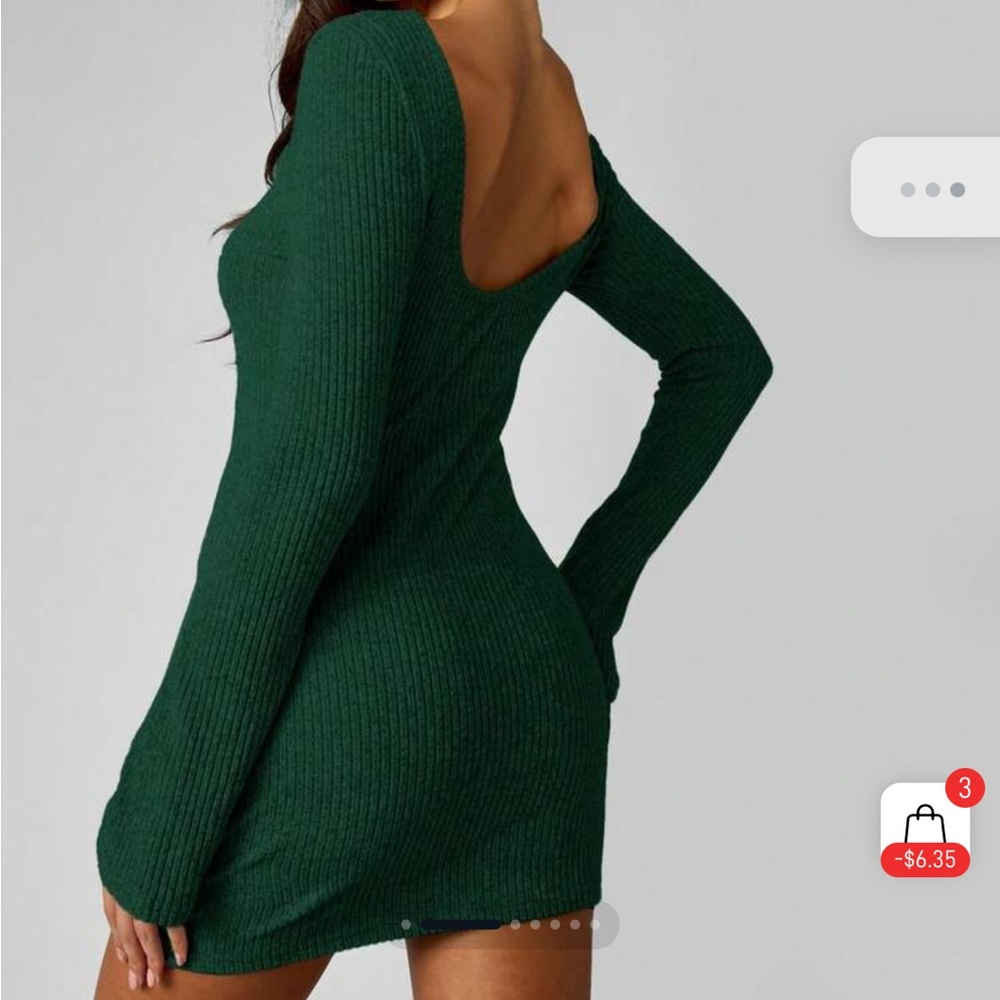 Miss Guided Green Ribbed Knit Dress